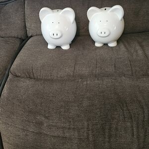 White Ceramic Piggy Bank Set